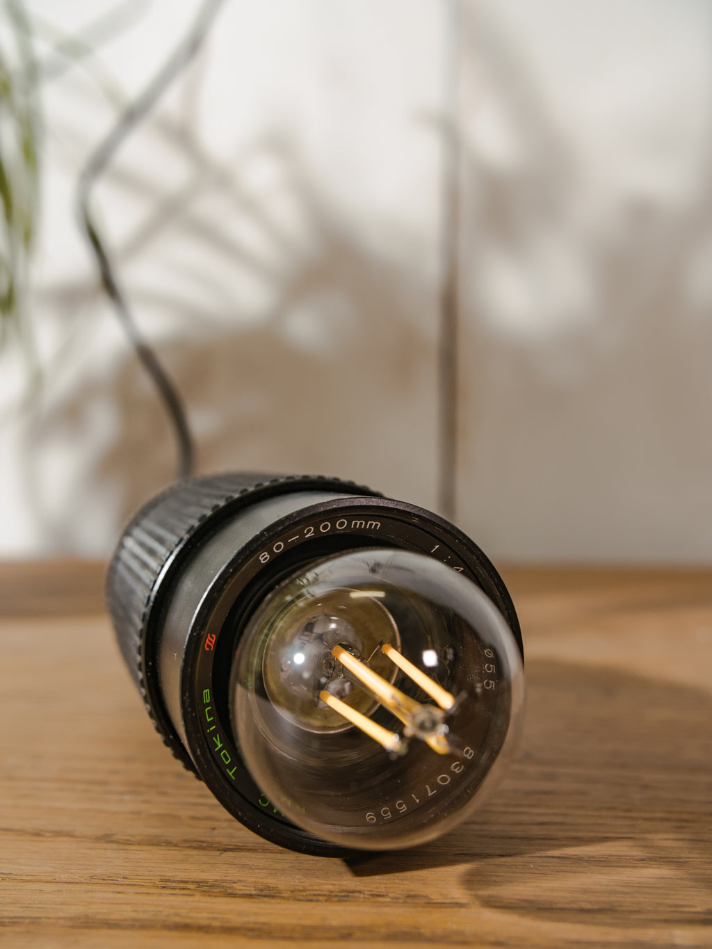 Repurposed LENS Wall lamp, Photo camera 80-200 mm RMC Tokina lighting, Upcycling Pulley light, gift for Photographers
