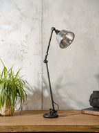Restored 1950s Midgard R1 Lamp, Bauhaus Black Desk Light, German Designer Lighting, Curt Fischer Design