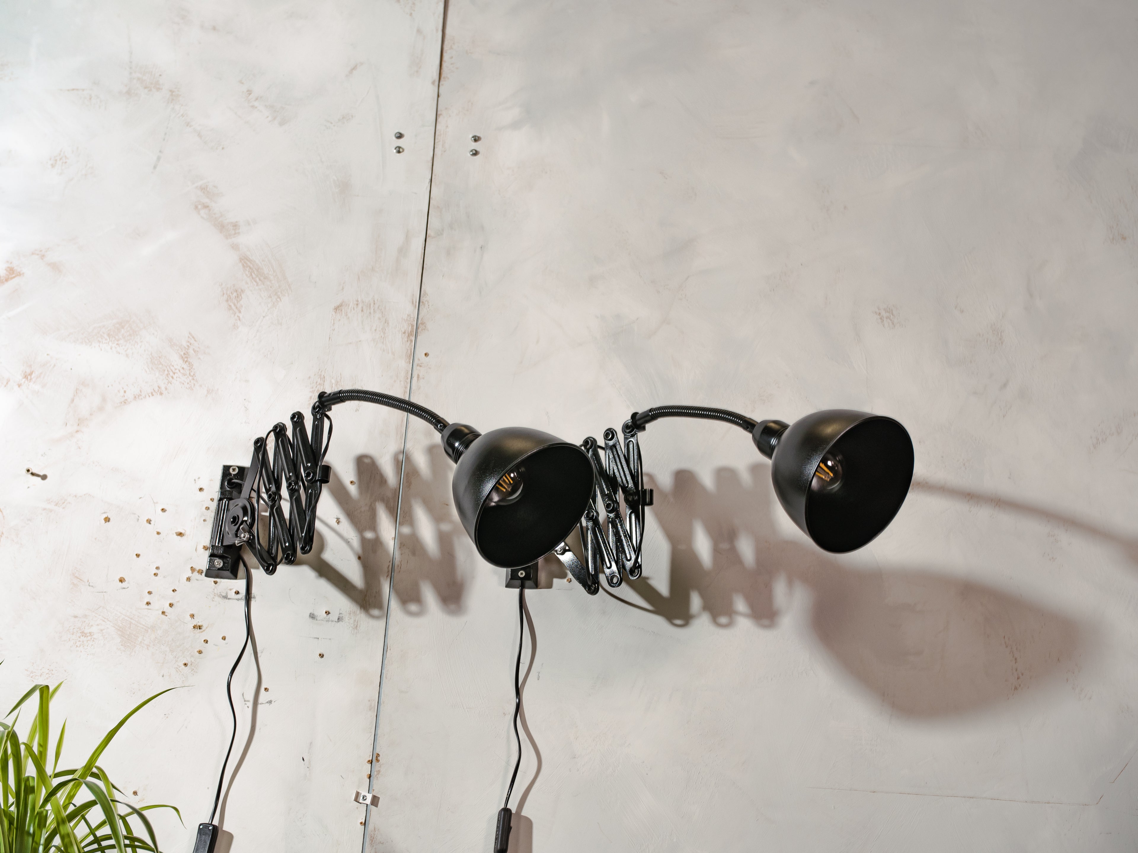 1960s Elektroinstala Decín Industrial Black Scissor Lamp with Gooseneck, Extendable Accordion Light