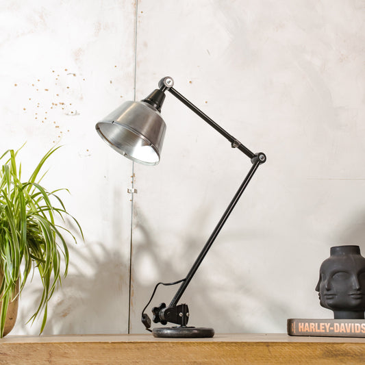 Restored 1950s Midgard R1 Lamp, Bauhaus Black Desk Light, German Designer Lighting, Curt Fischer Design