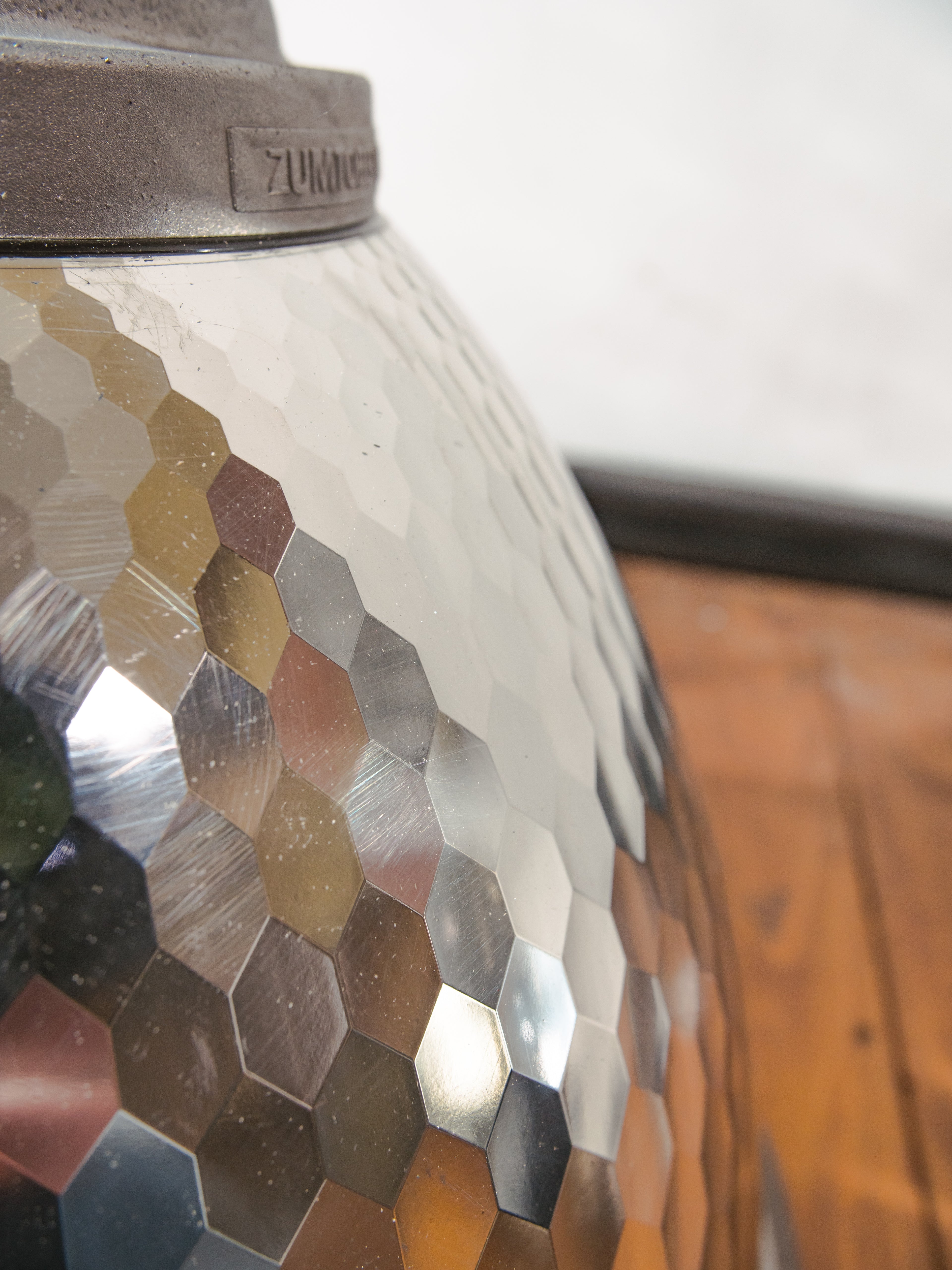 1980s Zumtobel Staff Pendant Lamp by Charles Keller, Original Industrial Designer Light, Silver shade, Austrian Vintage Lighting