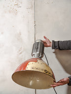 Hanglamp Zumtobel Staff uit de jaren 80 van Charles Keller, industrieel designlamp met fairtrade, gerecyclede tinnen kap, Oostenrijkse vintage verlichting