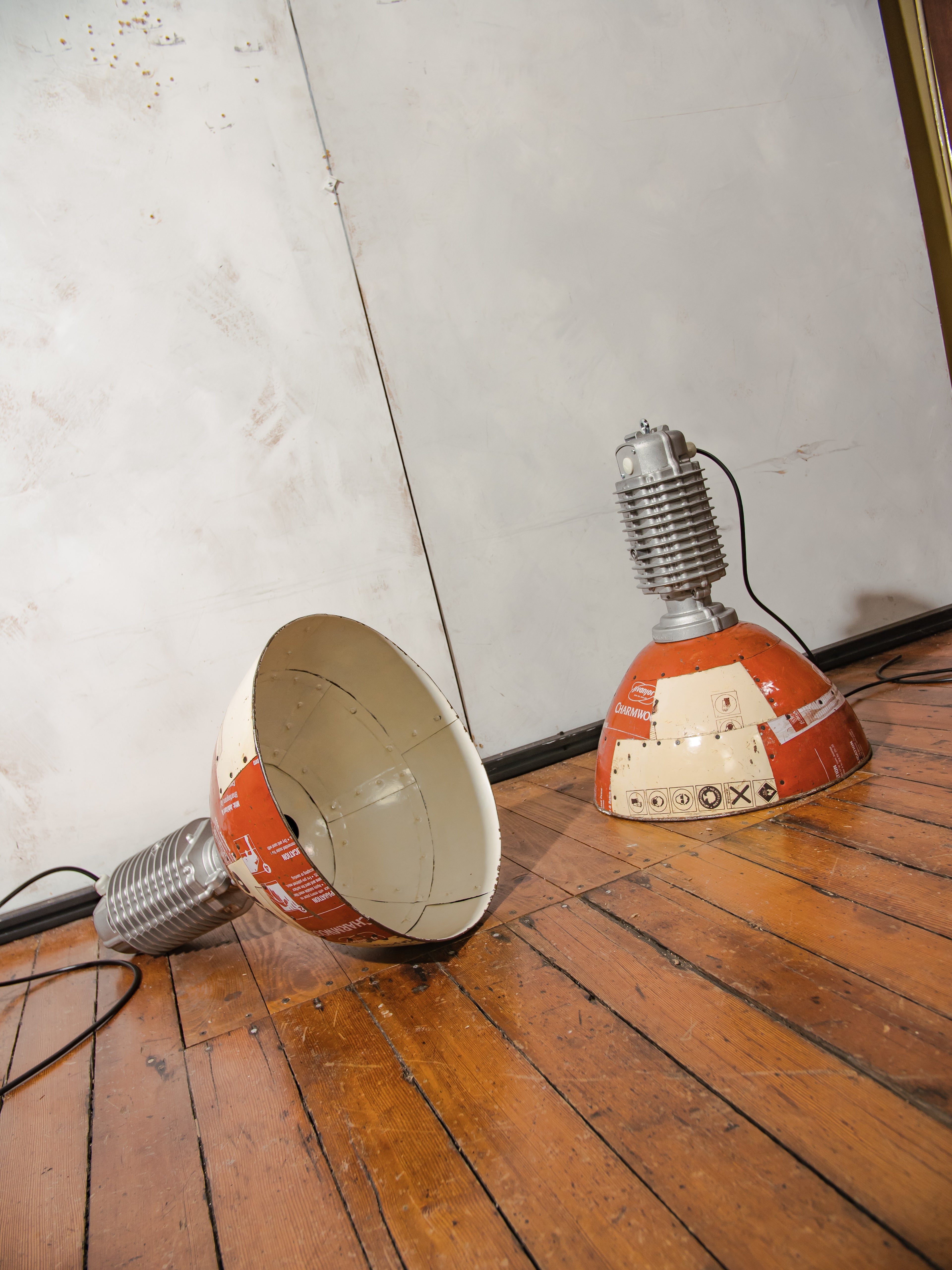 1980s Zumtobel Staff Pendant Light by Charles Keller, Industrial Design Lamp with Fairtrade Upcycled Tin Shade, Austrian Vintage Lighting