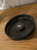 1950s Black Industrial Factory Wall Clock by CTW Carl Theodor Wagner, Made in Germany, Renovated Quartz mechanism, ∅32CM