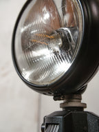 Vintage black Headlight Table Lamp on Photography Tripod, Adjustable to FloorLamp, Spotlight Light