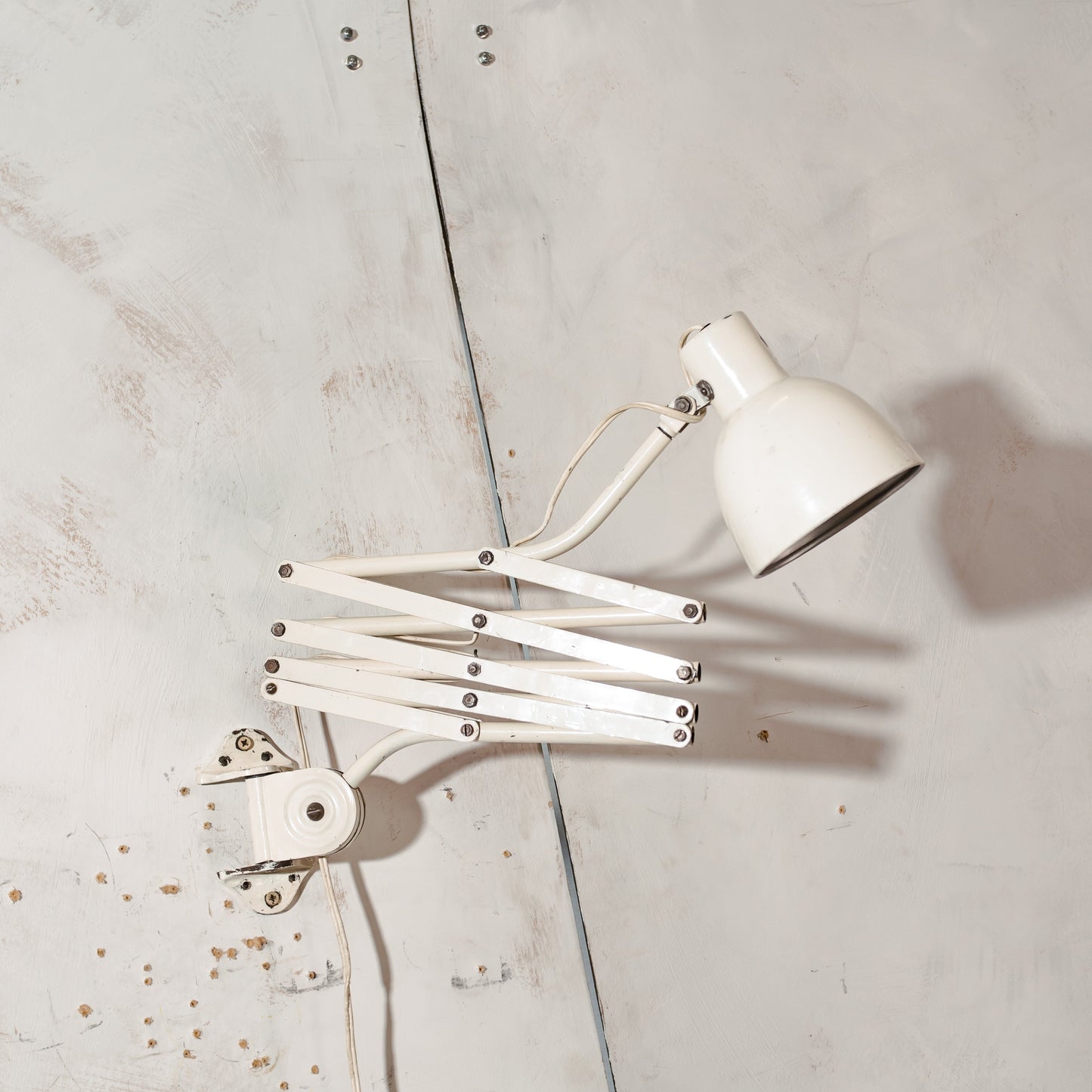 1930s White Scissor Lamp by Hala,old Workshop Harmonica Light, Bauhaus H. Th. J. A. Busquet Lighting