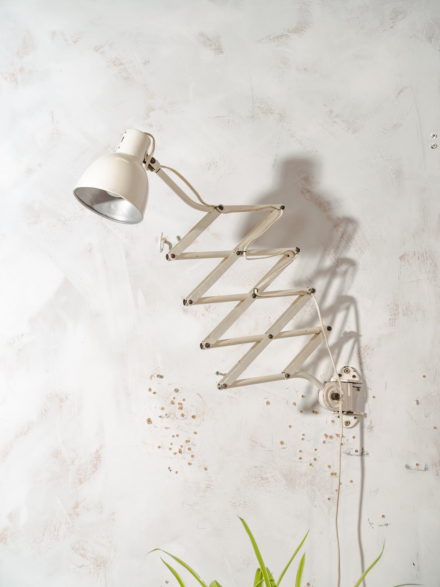 1930s White Scissor Lamp by Hala,old Workshop Harmonica Light, Bauhaus H. Th. J. A. Busquet Lighting