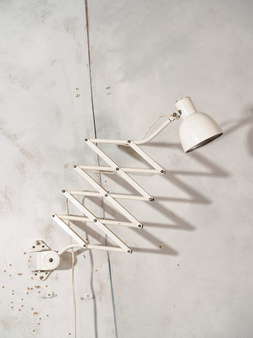 1930s White Scissor Lamp by Hala,old Workshop Harmonica Light, Bauhaus H. Th. J. A. Busquet Lighting