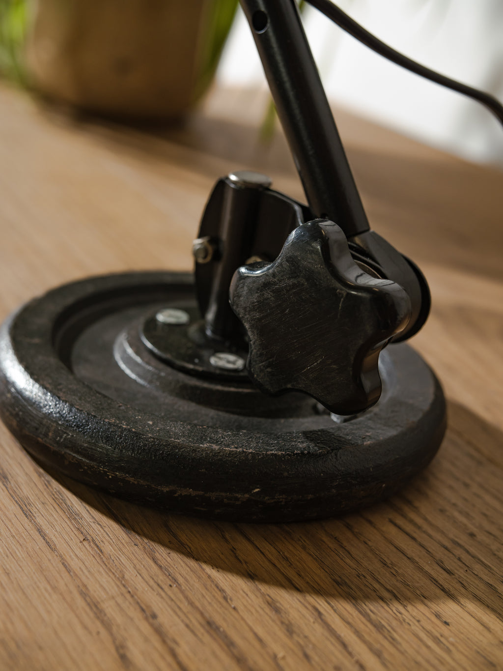 Restored 1950s Midgard R1 Lamp, Bauhaus Black Desk Light, German Designer Lighting, Curt Fischer Design