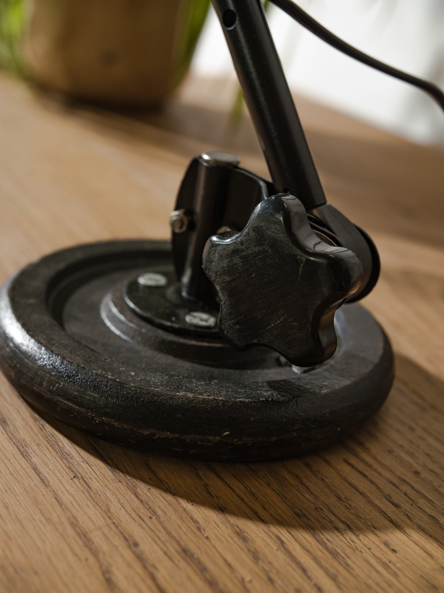 Restored 1950s Midgard R1 Lamp, Bauhaus Black Desk Light, German Designer Lighting, Curt Fischer Design