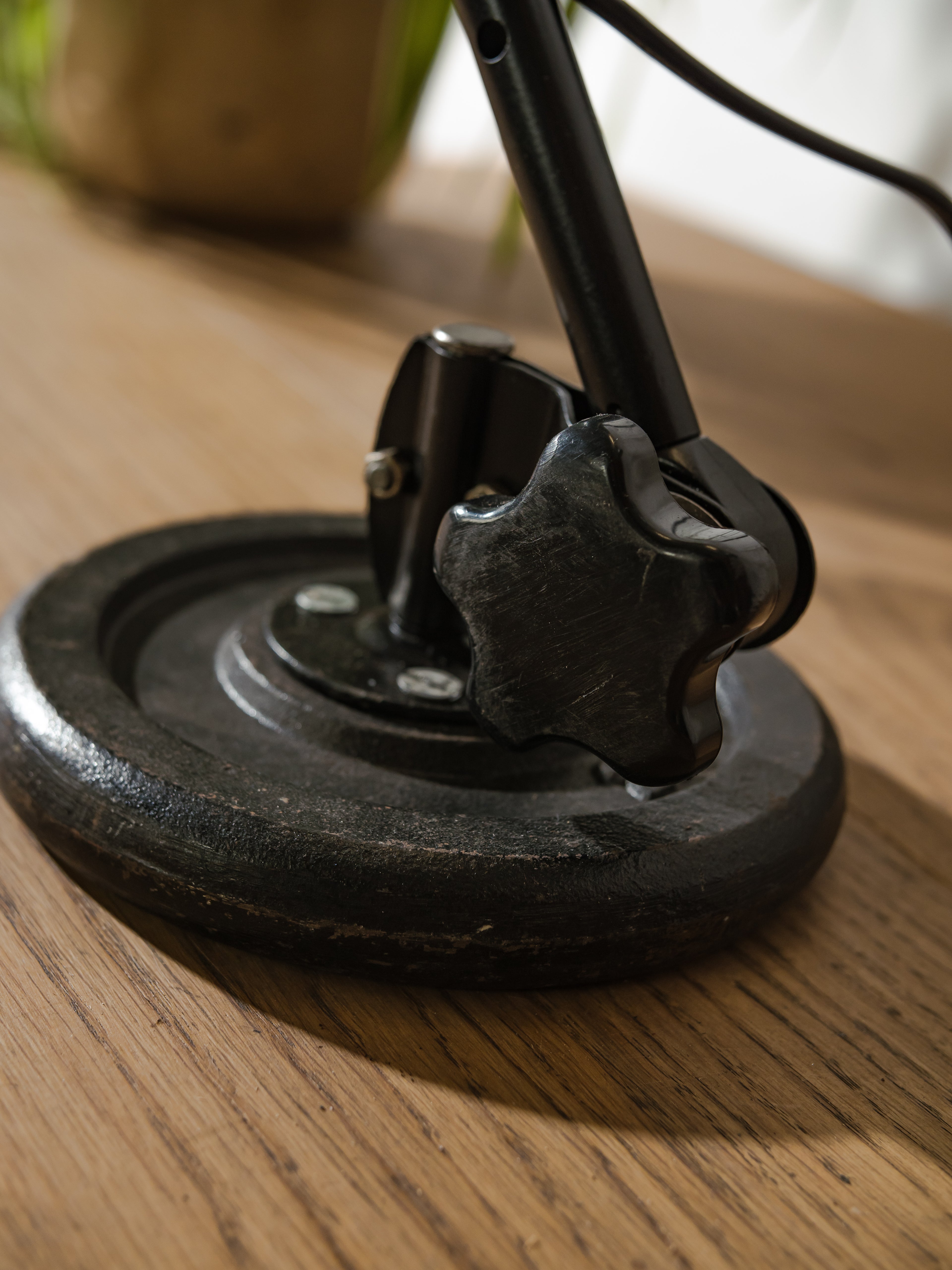 Restored 1950s Midgard R1 Lamp, Bauhaus Black Desk Light, German Designer Lighting, Curt Fischer Design