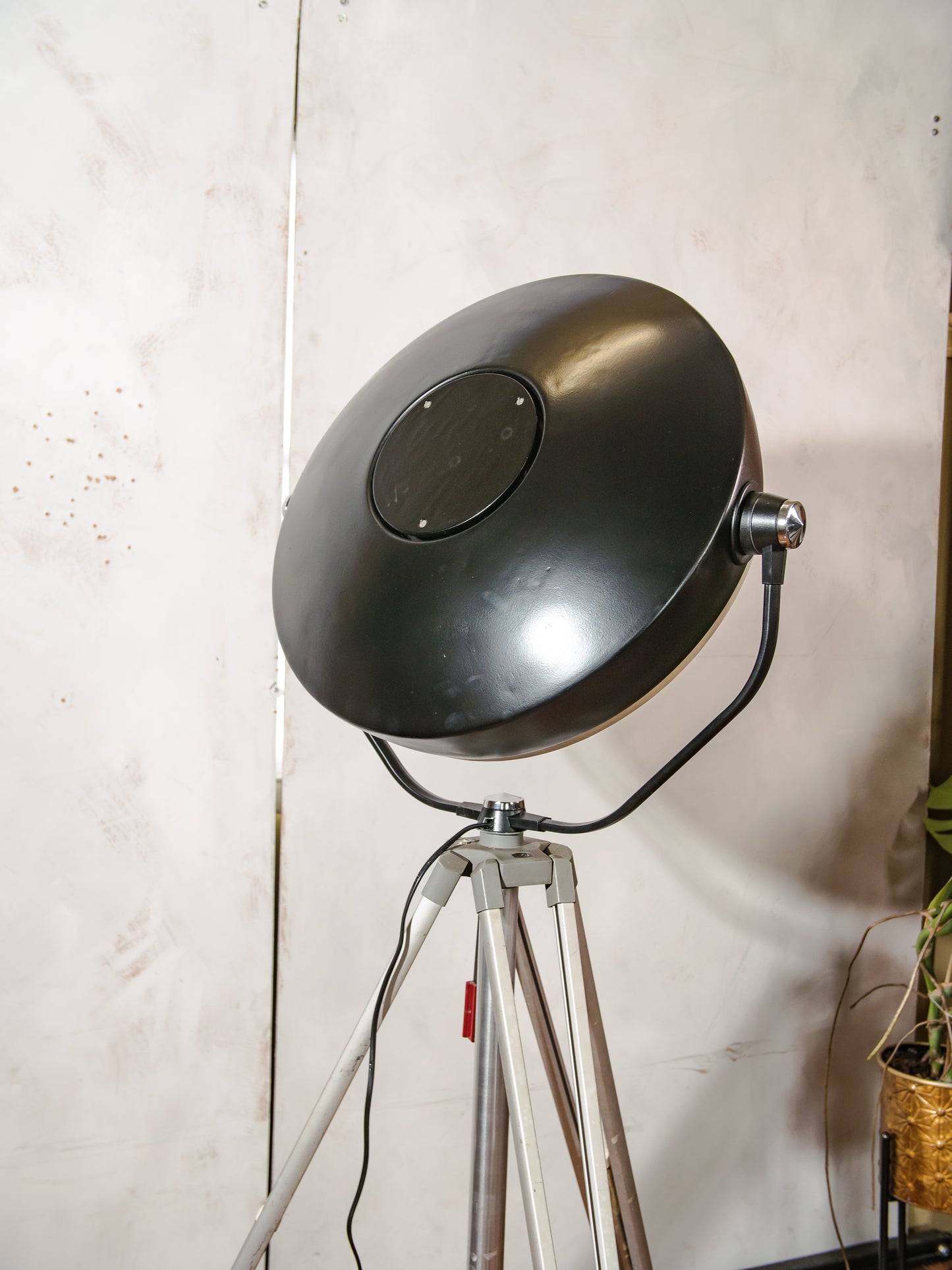 Vintage Black Repurposed Hospital Operating Lamp on Bilora Tripod, Retro Industrial Floor Lamp, Unique upcycled Surgical Lighting
