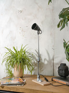 1950s PFAFF Industrial Sewing Machine Lamp, Polished 2 arm Workshop Desk lamp, Repurposed Task Lamp with black shade, Articulated Lighting