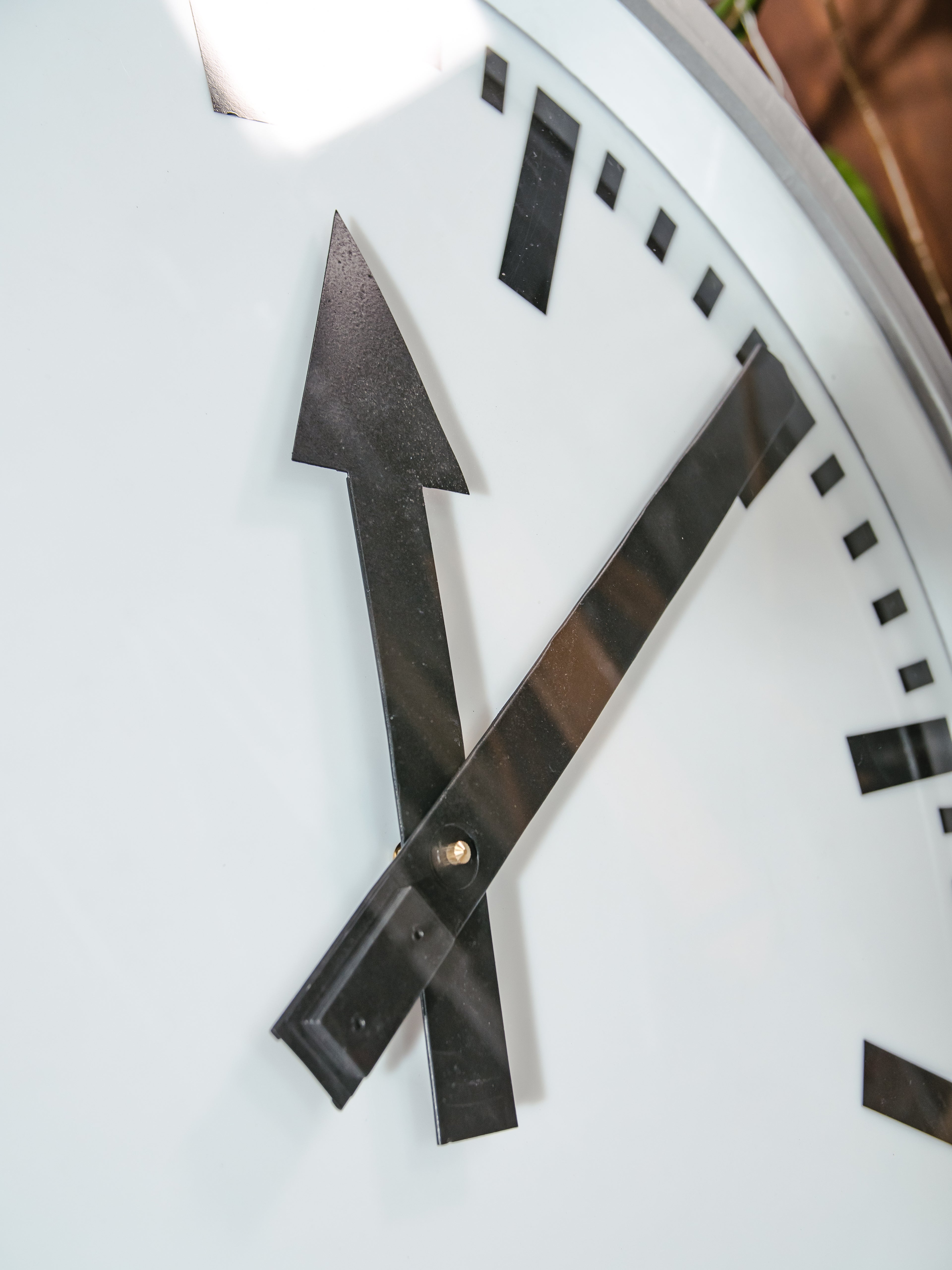 1950s Gray Station Clock Double sided Light-up by RFT, Vintage Rundfunk und Fermelde Technik, Diameter Ø75 CM, LED + Quartz converted