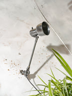 Vintage SIS Leuchten Wandlamp, Gepolijste Zwenkarm verlichting, Jaren 50, Zilveren Fabrieks machine Teken lamp