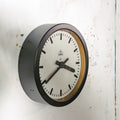1930s Small Station Clock by Siemens, Ø30 CM, Satin Black Industrial Factory Clock, Converted to Quartz mechanism
