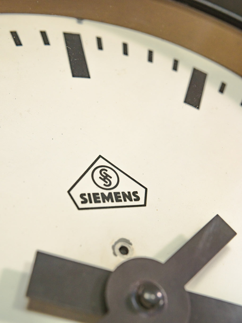 1930s Small Station Clock by Siemens, Ø30 CM, Satin Black Industrial Factory Clock, Converted to Quartz mechanism