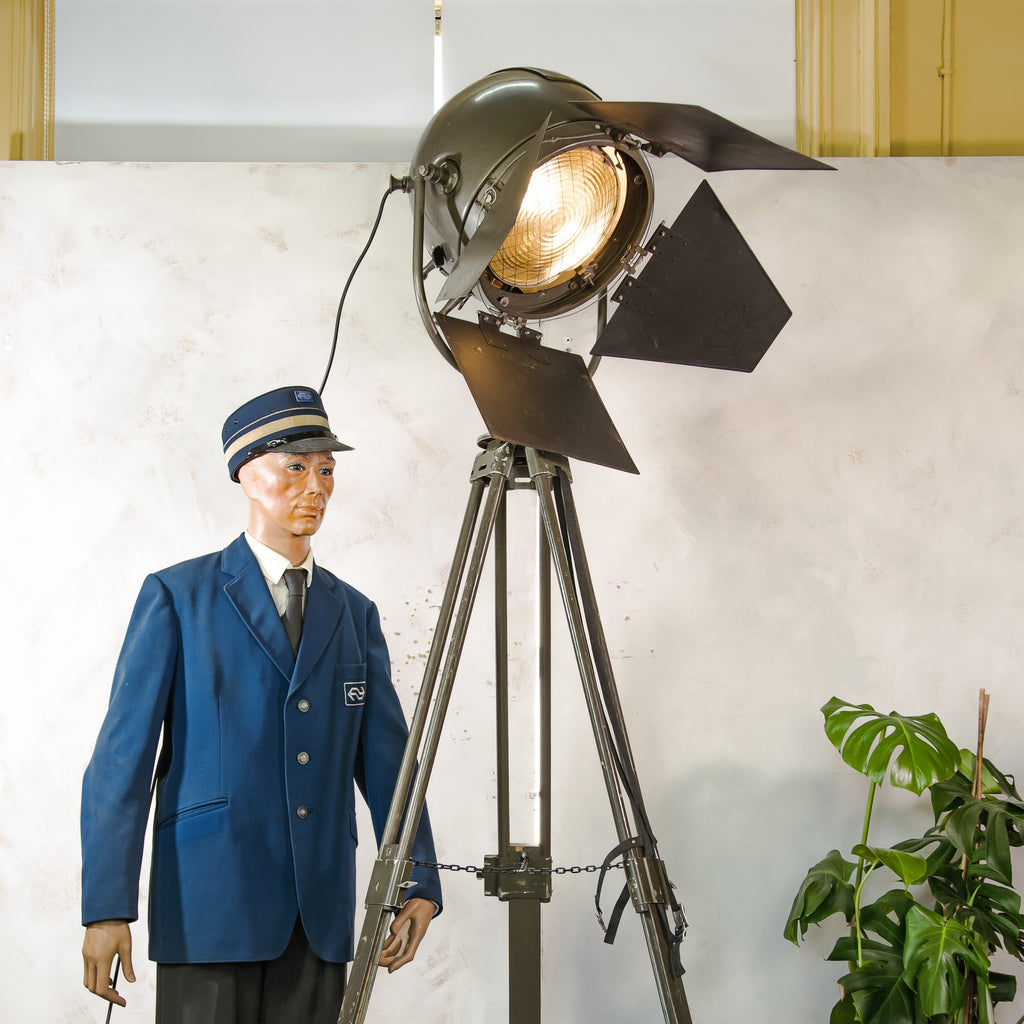 Mole Richardson 612 "Sputnik" Hollywood Film Spotlight | 1950s Bayerischer Rundfunk Studio Light on Bundeswehr Tripod