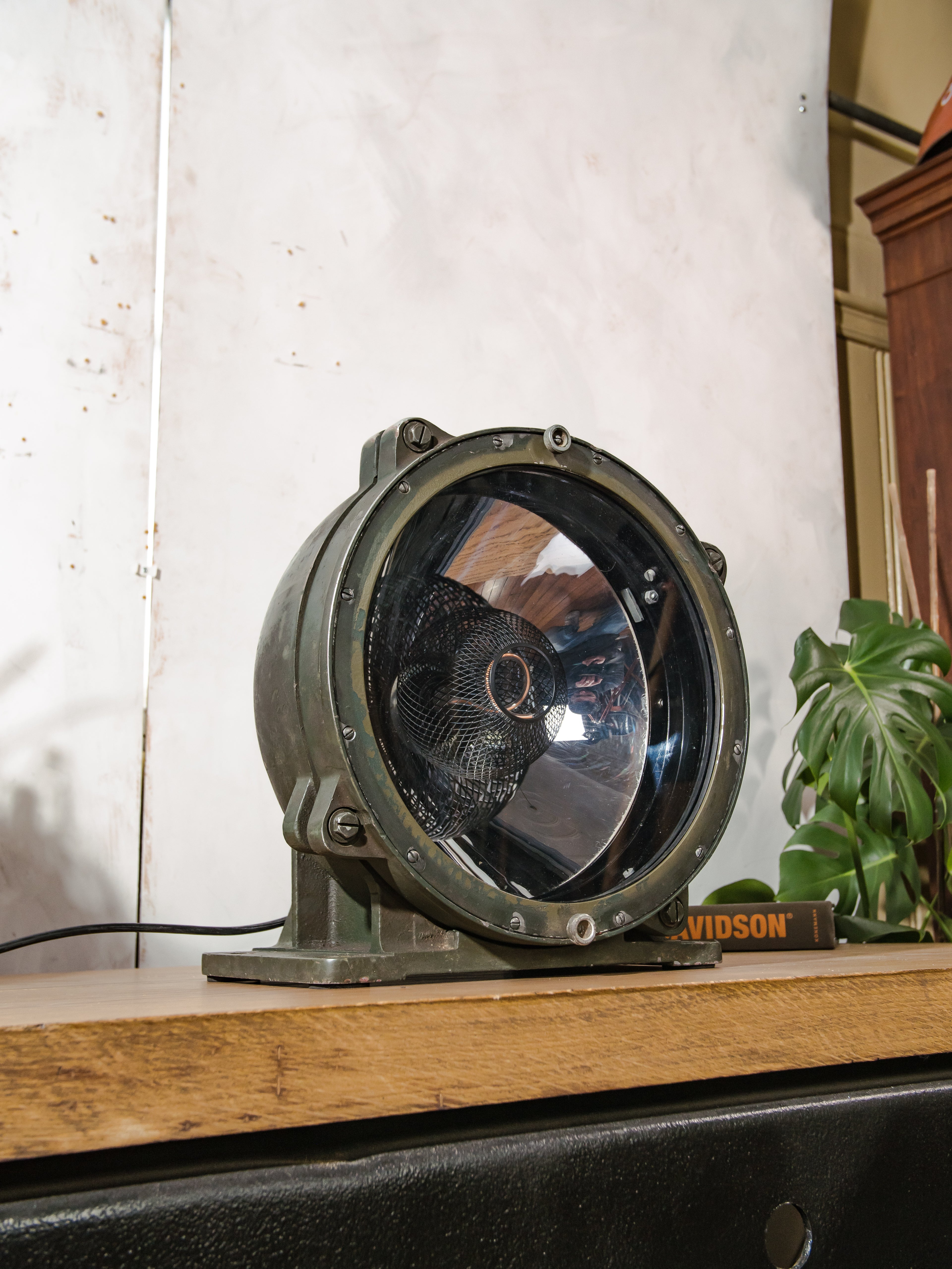 Cold War Tank Searchlight Lamp, T55 Military Light – Industrial Statement Lighting – Vintage Army Spotlight – Upcycled Military Decor