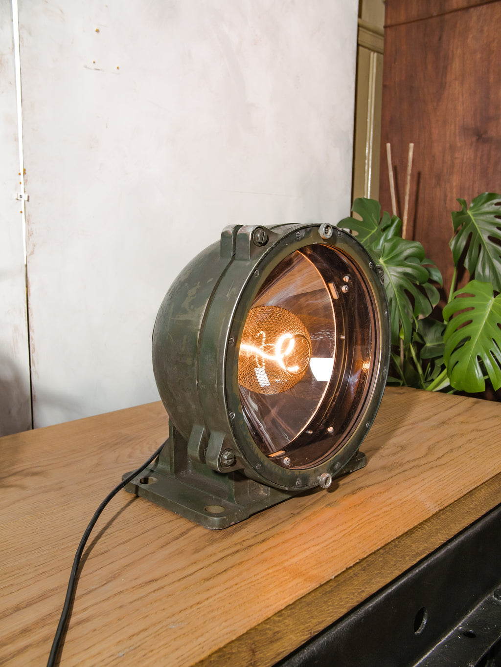 Cold War Tank Searchlight Lamp, T55 Military Light – Industrial Statement Lighting – Vintage Army Spotlight – Upcycled Military Decor