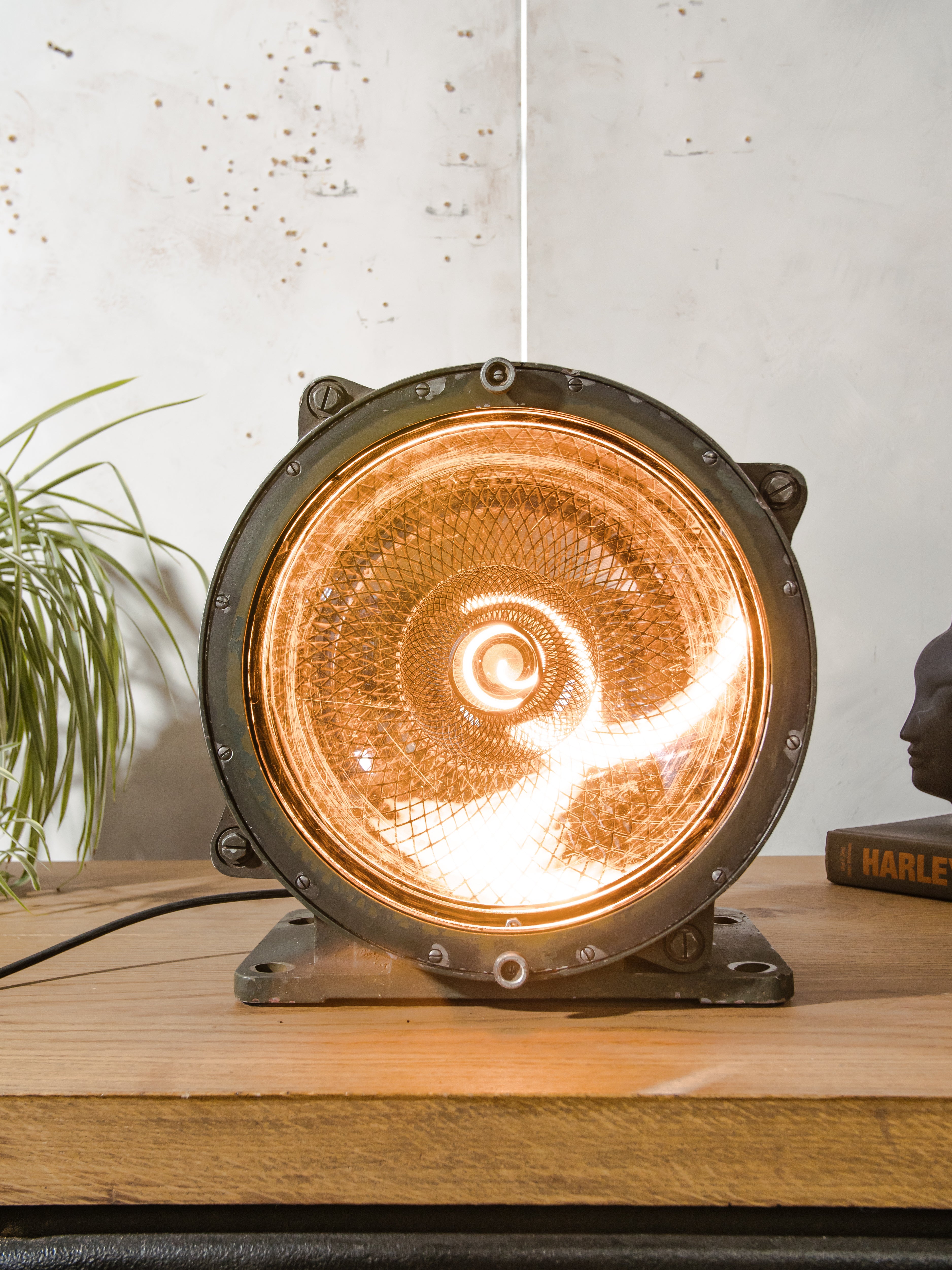 Cold War Tank Searchlight Lamp, T55 Military Light – Industrial Statement Lighting – Vintage Army Spotlight – Upcycled Military Decor