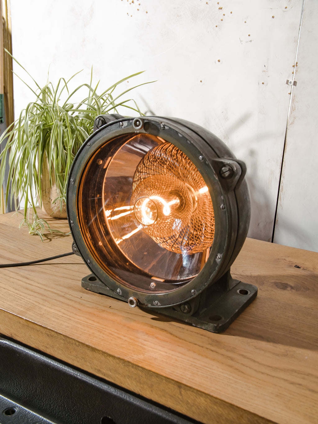 Cold War Tank Searchlight Lamp, T55 Military Light – Industrial Statement Lighting – Vintage Army Spotlight – Upcycled Military Decor