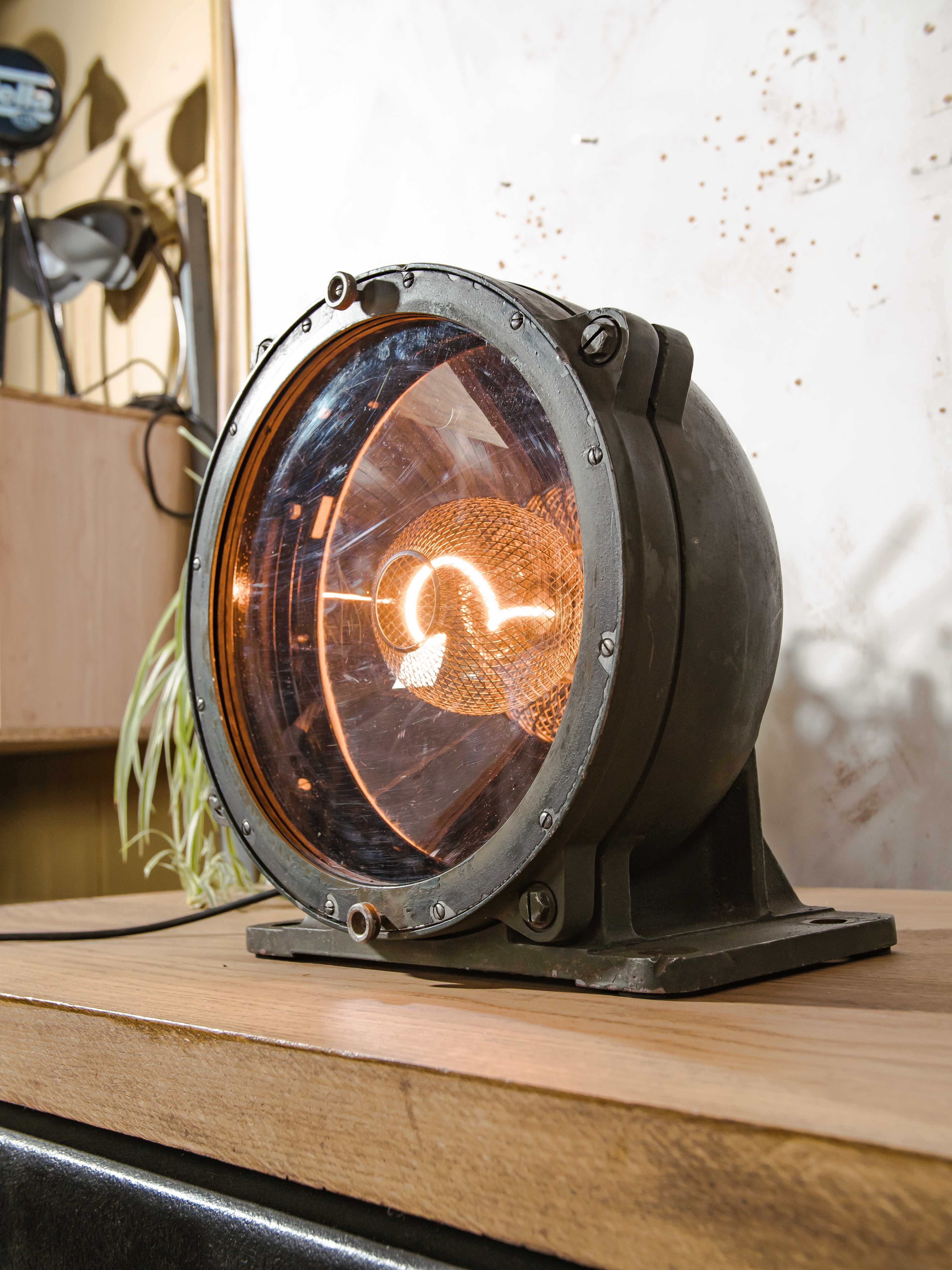 Cold War Tank Searchlight Lamp, T55 Military Light – Industrial Statement Lighting – Vintage Army Spotlight – Upcycled Military Decor