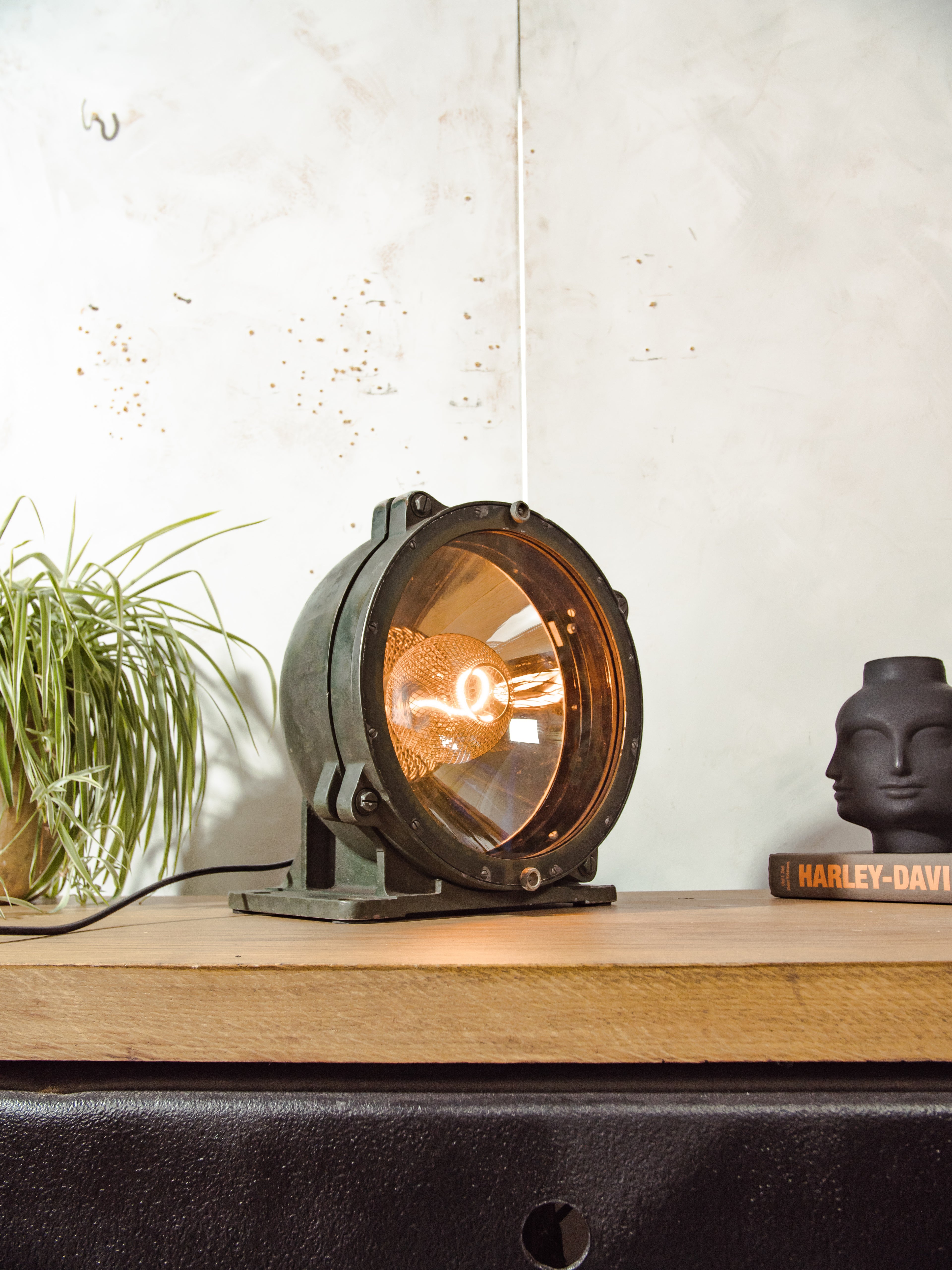 Cold War Tank Searchlight Lamp, T55 Military Light – Industrial Statement Lighting – Vintage Army Spotlight – Upcycled Military Decor