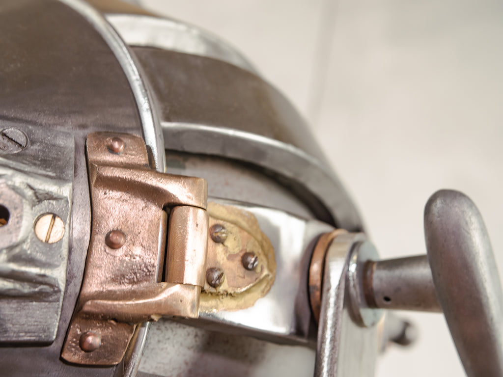 1930s Hewitt Universal Antique Hollywood Film Spotlight Floor Lamp Wooden Surveyors Tripod, Polished Theatre Projector, Collectors Item