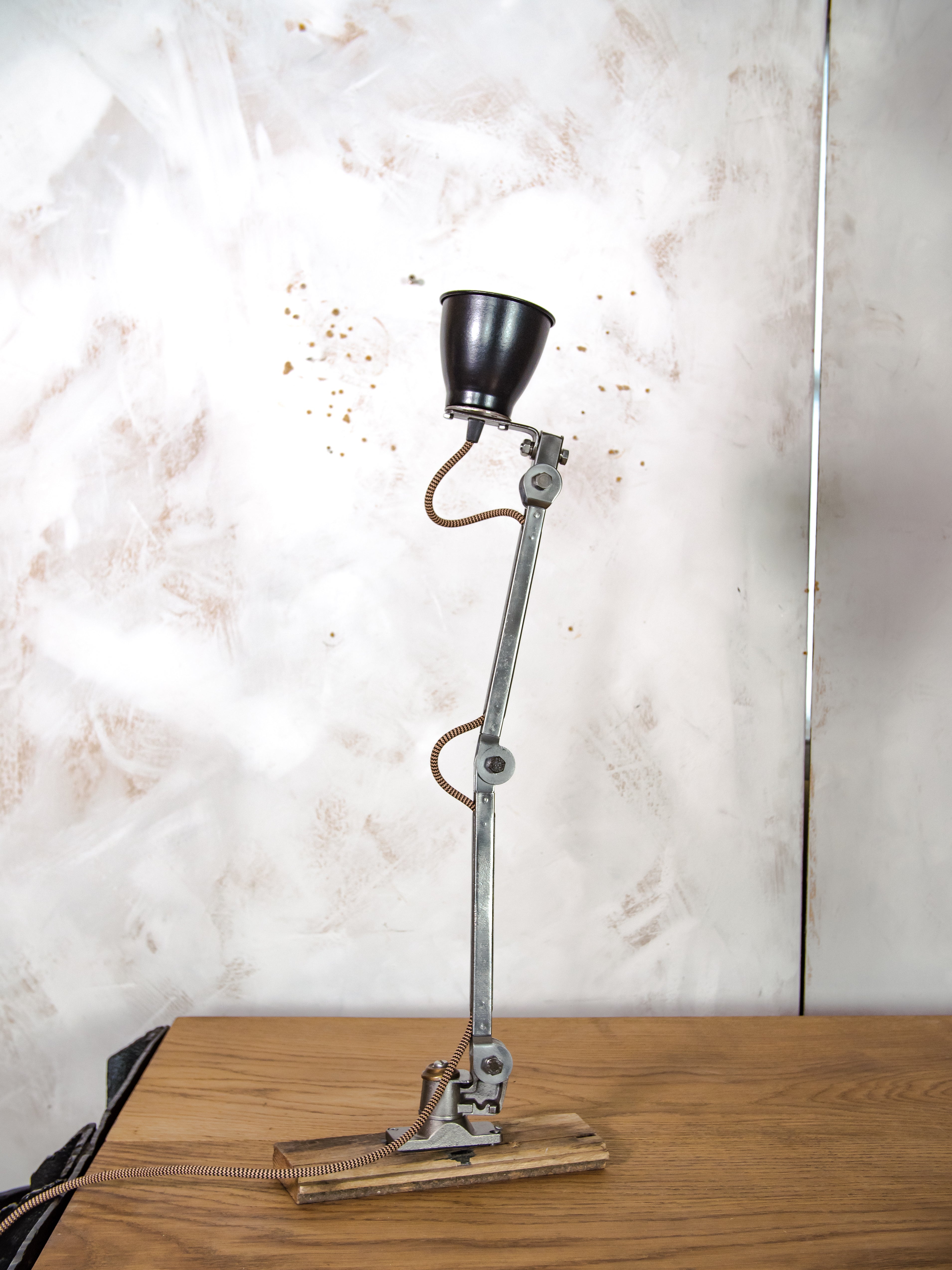Vintage Industrial Machinist Lamp by EDL, 1950s 2 arm Workshop Desk lamp, Restored and renovated Task Lamp