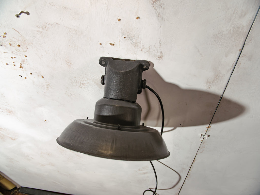 Vintage Farmhouse Wall Lamp, Unique Industrial Factory Lighting, Machine Black Sconce with Patina
