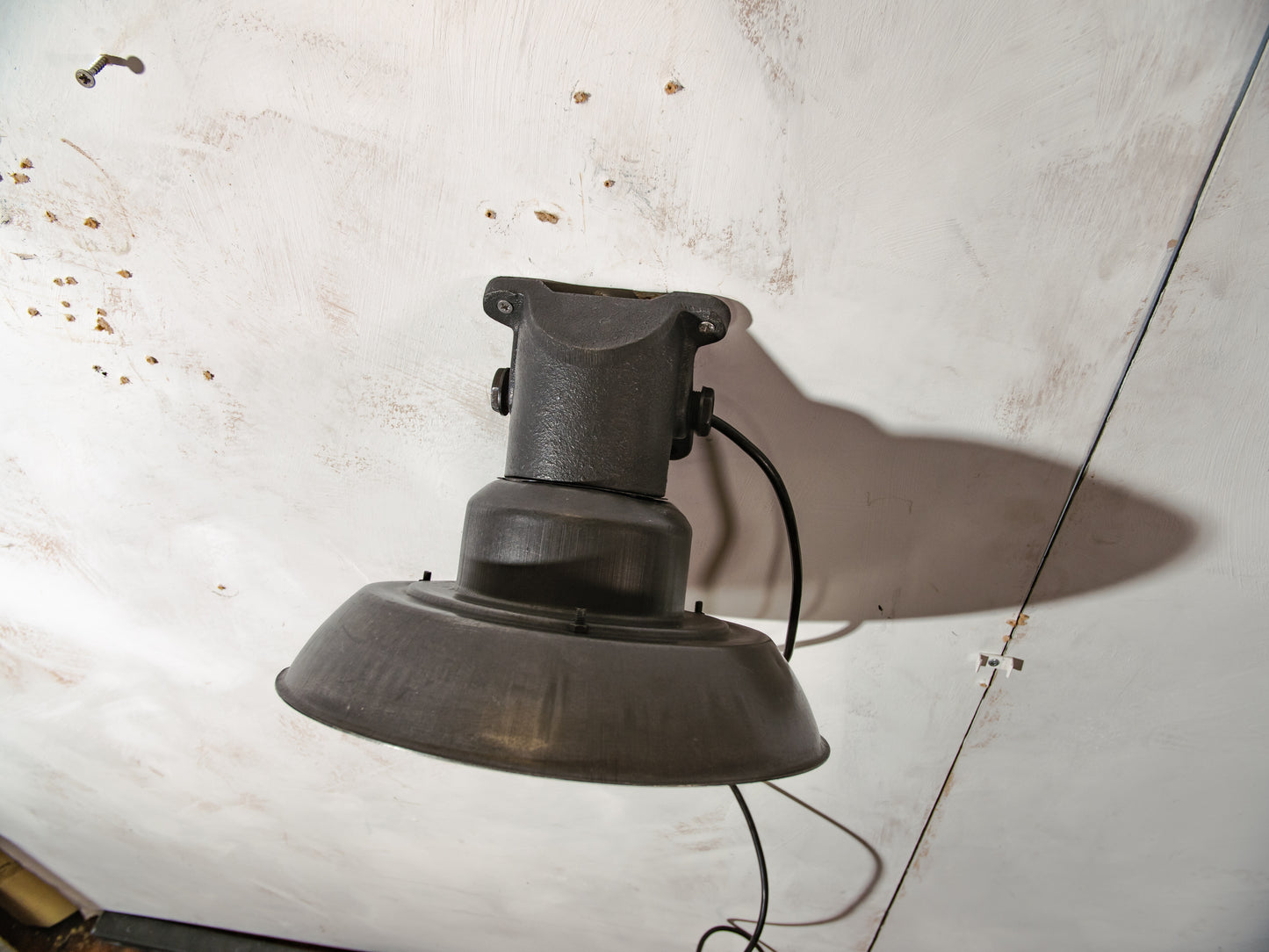 Vintage Farmhouse Wall Lamp, Unique Industrial Factory Lighting, Machine Black Sconce with Patina