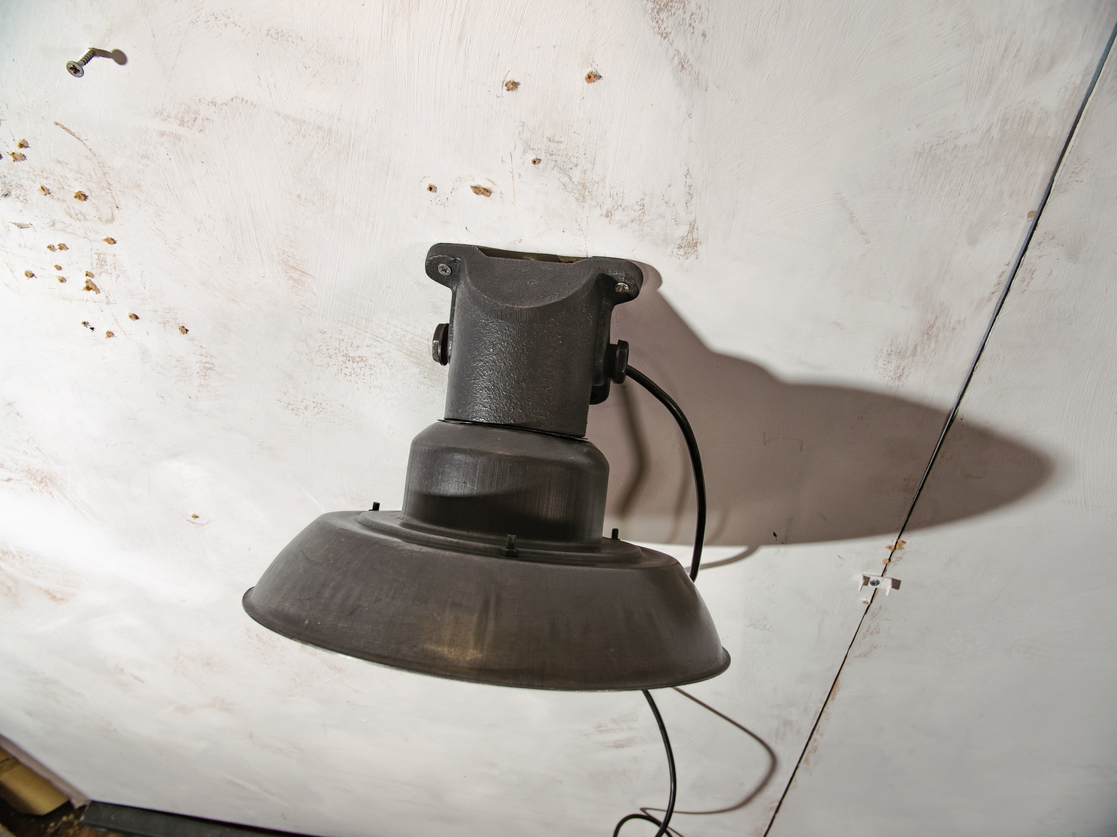 Vintage Farmhouse Wall Lamp, Unique Industrial Factory Lighting, Machine Black Sconce with Patina