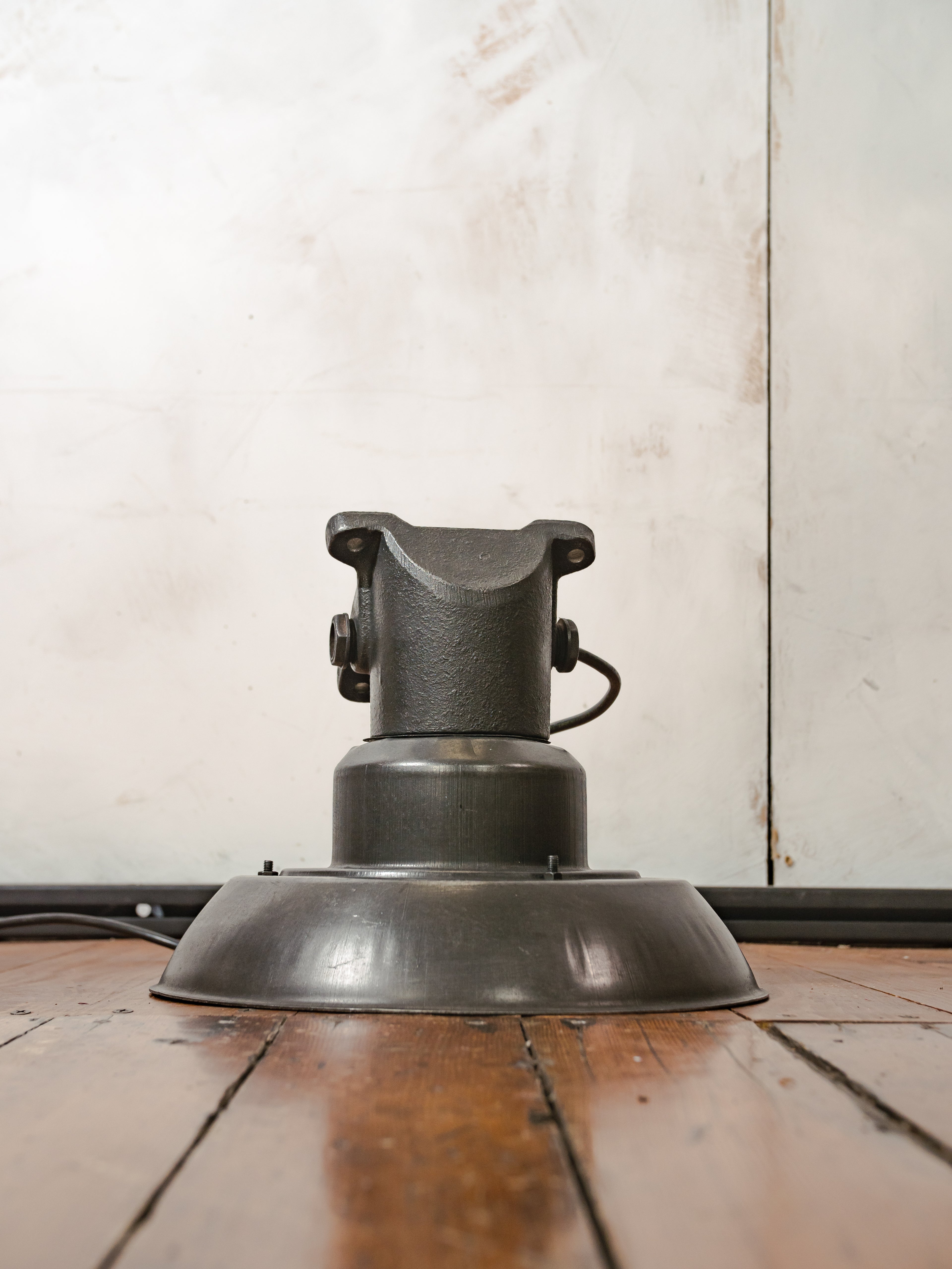 Vintage Farmhouse Wall Lamp, Unique Industrial Factory Lighting, Machine Black Sconce with Patina