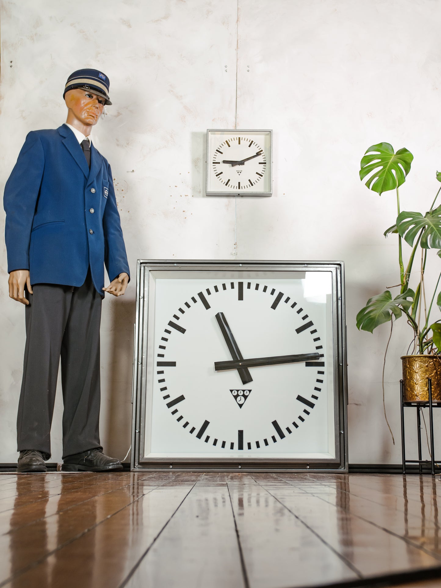 Massive Light-up Station Clock by Pragotron, Vintage 1960s Square industrial Timepiece, Restored 95 CM Railway Timekeeper with LED