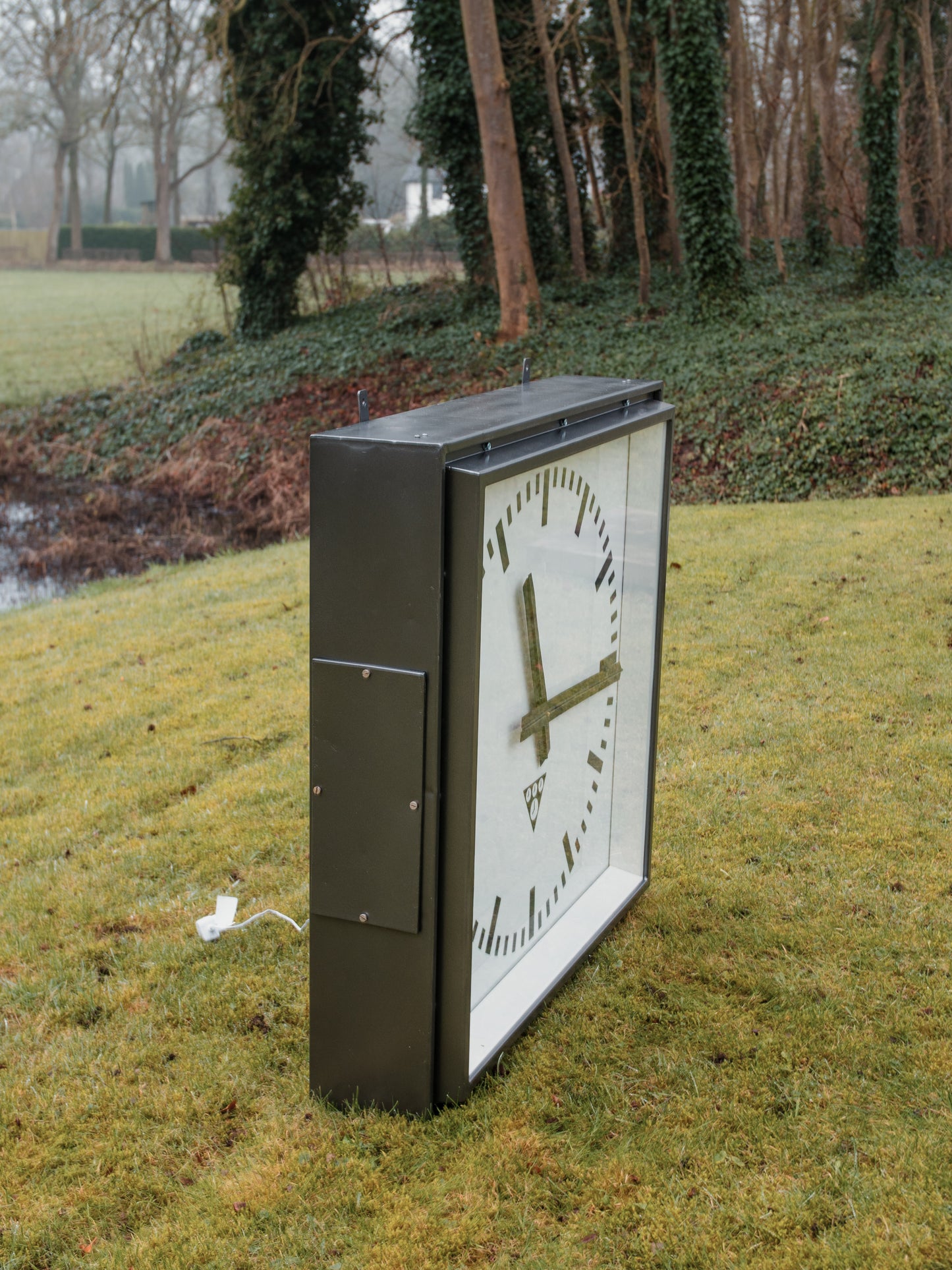 Massive Light-up Station Clock by Pragotron, Vintage 1960s Square industrial Timepiece, Restored 95 CM Railway Timekeeper with LED