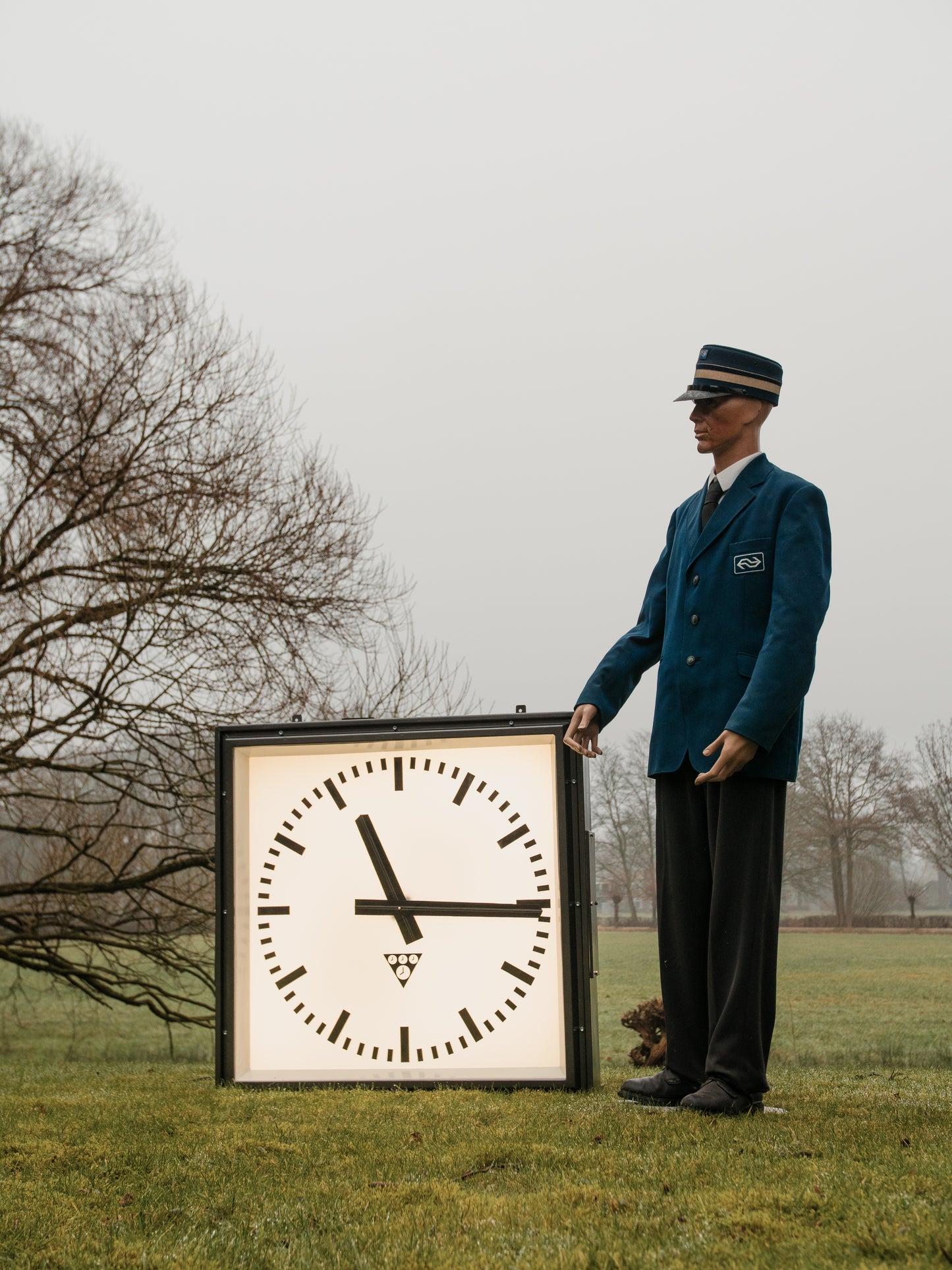 Massive Light-up Station Clock by Pragotron, Vintage 1960s Square industrial Timepiece, Restored 95 CM Railway Timekeeper with LED