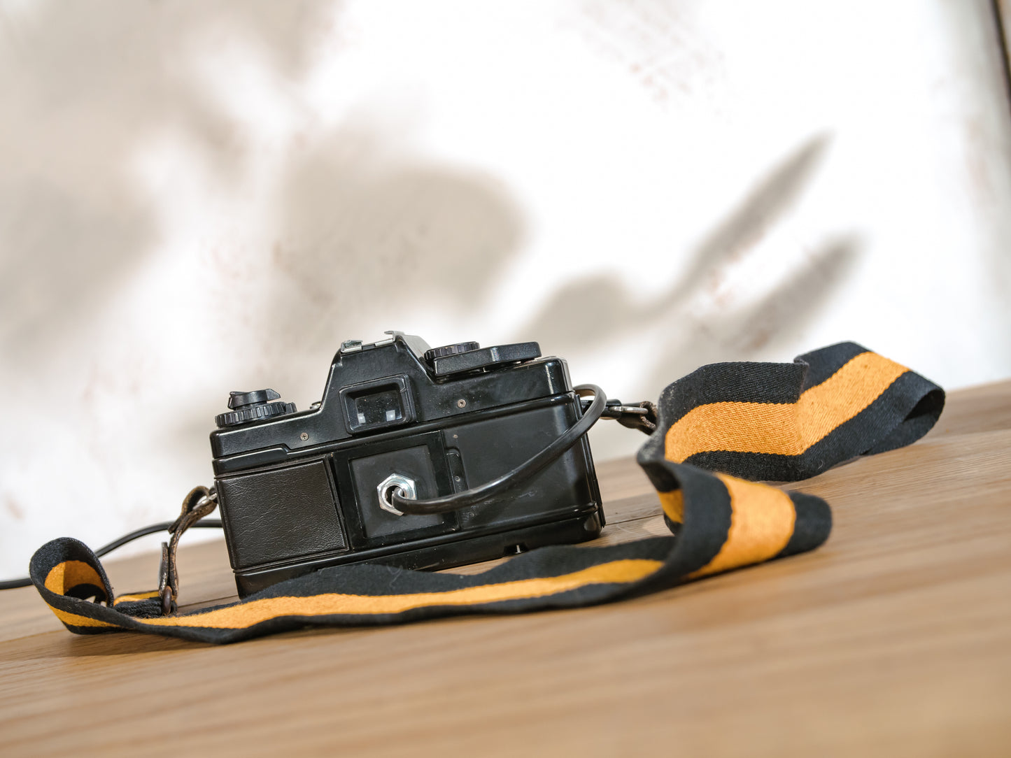 Vintage SLR Camera Desk Lamp, Upcycled Praktica BC3 with Adjustable Strap & LED Bulb Compatibility, Usable as Table lamp and Wall lamp