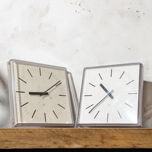 Vintage 1970s Tele Norma Wall Clock, Industrial Kitchen Clock, West German Design, Square Slave Clock