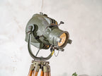 1960s Theatre Spotlight Wooden Standard Floor Lamp by Strand Electric, Model Patt 23 Pipo, Vintage Stage lighting