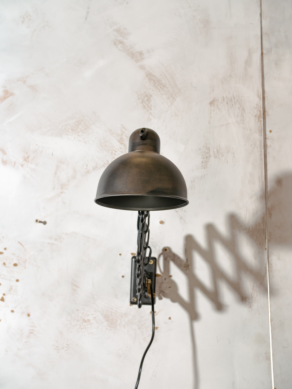 Kaiser Idell 6718 Scissor Lamp 1930s, Black renovated Bauhaus Wall lighting, Antique Harmonica light designed by Christian Dell