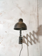 Kaiser Idell 6718 Scissor Lamp 1930s, Black renovated Bauhaus Wall lighting, Antique Harmonica light designed by Christian Dell