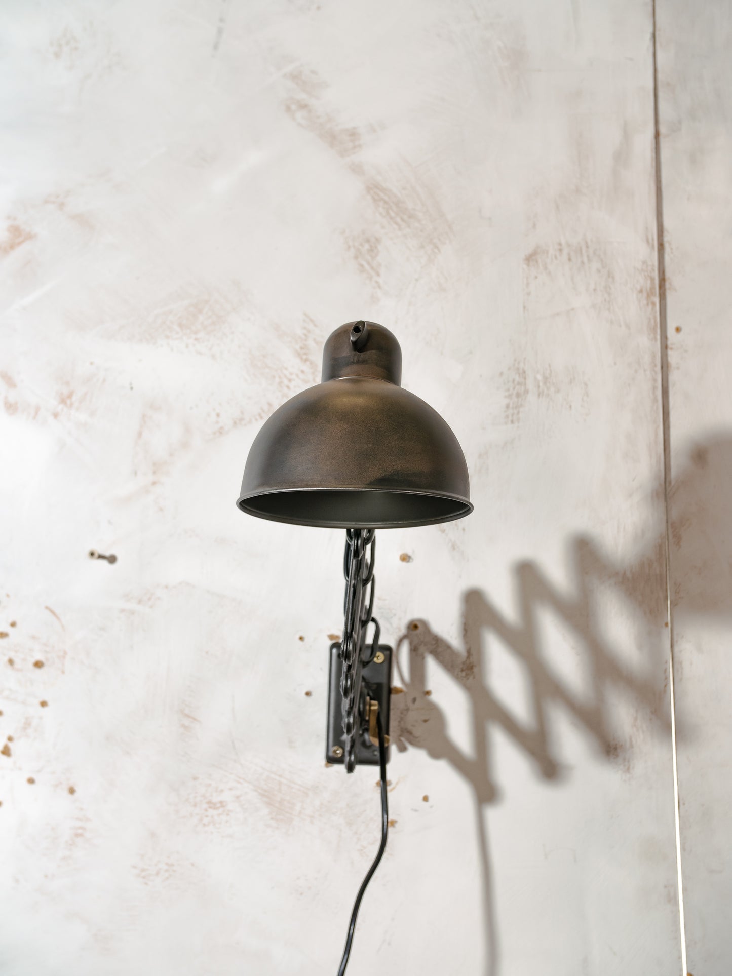 Kaiser Idell 6718 Scissor Lamp 1930s, Black renovated Bauhaus Wall lighting, Antique Harmonica light designed by Christian Dell