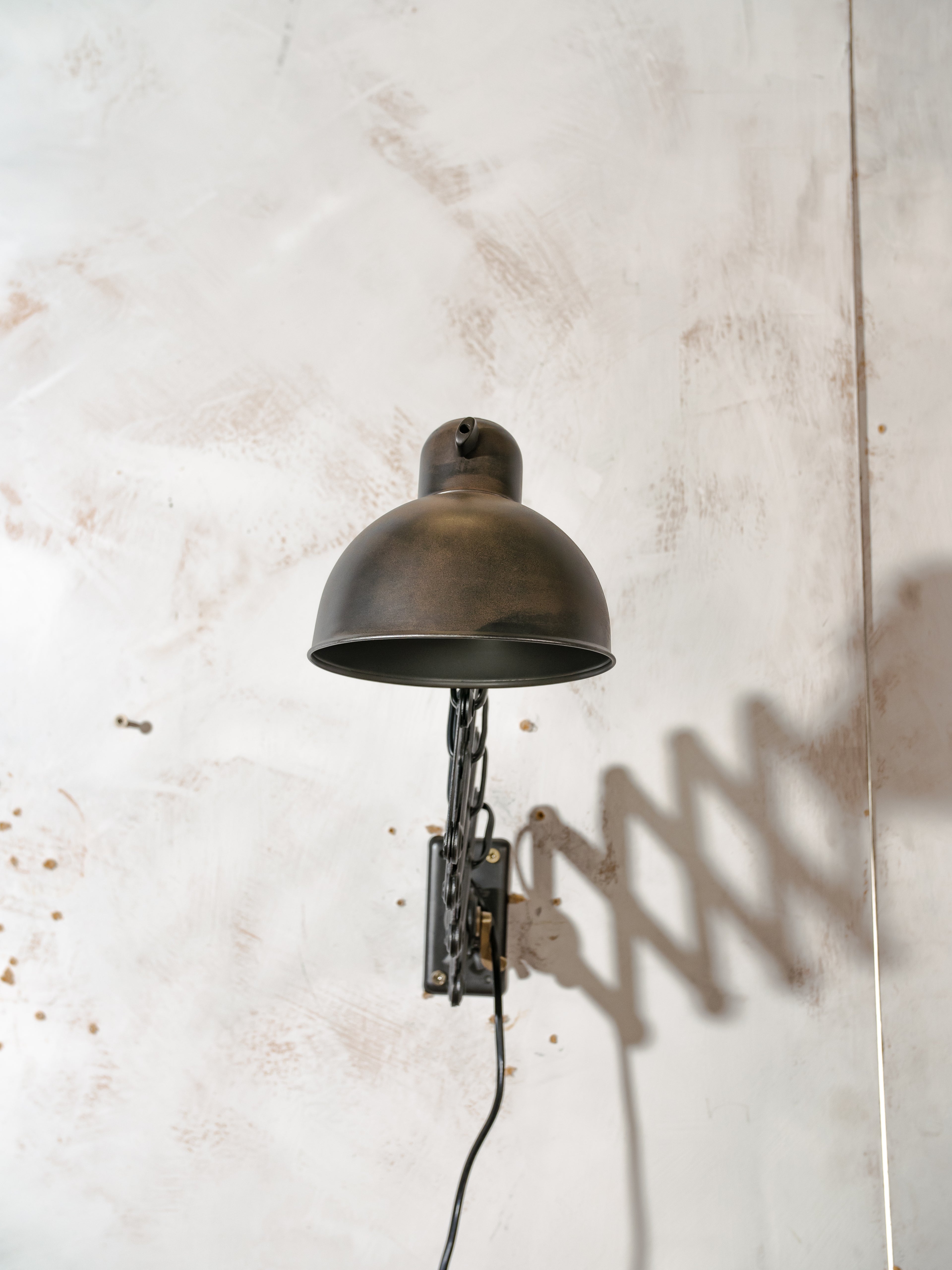 Kaiser Idell 6718 Scissor Lamp 1930s, Black renovated Bauhaus Wall lighting, Antique Harmonica light designed by Christian Dell