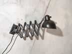 Kaiser Idell 6718 Scissor Lamp 1930s, Black renovated Bauhaus Wall lighting, Antique Harmonica light designed by Christian Dell