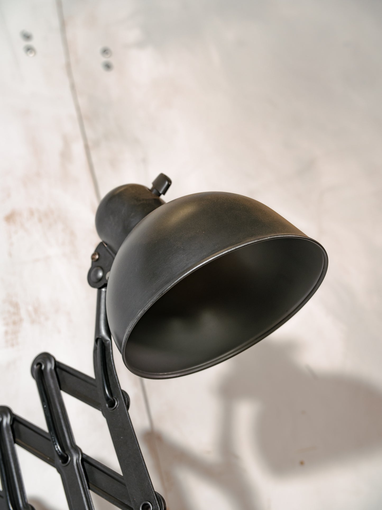 Kaiser Idell 6718 Scissor Lamp 1930s, Black renovated Bauhaus Wall lighting, Antique Harmonica light designed by Christian Dell