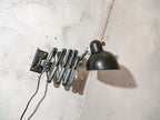 Kaiser Idell 6718 Scissor Lamp 1930s, Black renovated Bauhaus Wall lighting, Antique Harmonica light designed by Christian Dell