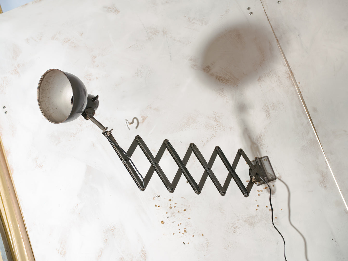 Dark Gray Scissor Lamp 1940s by ADEM Large model, Bauhaus Dutch designer Pull out Wall lighting