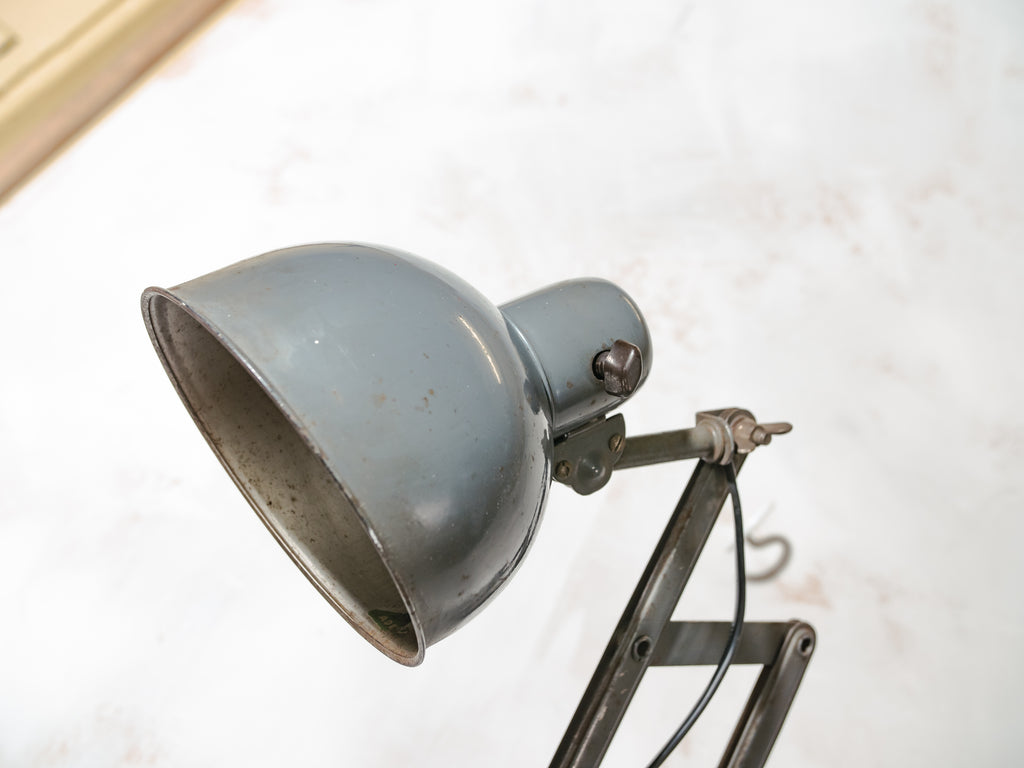 Dark Gray Scissor Lamp 1940s by ADEM Large model, Bauhaus Dutch designer Pull out Wall lighting