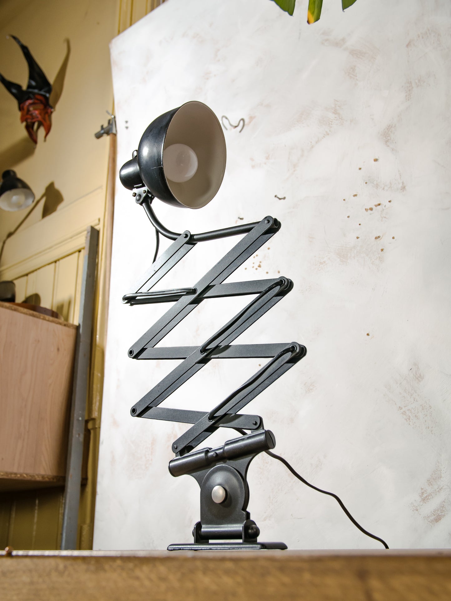 Kaiser Idell Model 6614 Scissor Lamp, Satin Black renovated Bauhaus Wall lighting, design by Christian Dell